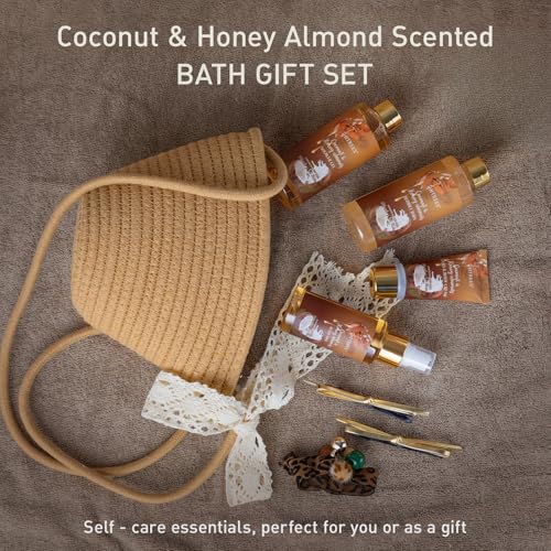 Spa Gift Set for Women - Coconut & Honey Scented Self-Care Gifts for Birthdays, Christmas, Mom & Friends
