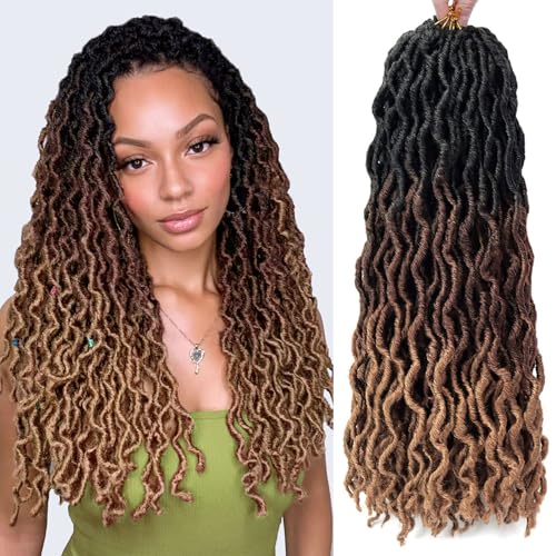 18 Inch Faux Locs Crochet Hair for Black Women - Soft Goddess Locs, 6 Packs, Variation of 1B/30/27