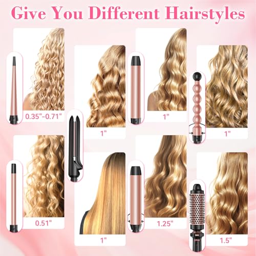 7-in-1 Curling Iron Set with Interchangeable Ceramic Barrels & Flat Iron