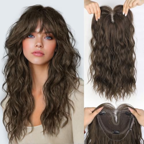Hair Toppers for Women with Thinning Hair - 20 Inch Medium Brown, Clip-In, Realistic Synthetic