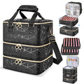 Nail Polish Organizer Case Holds 84 Bottles(15ml/0.5 Liquid Ounces) & Nail Lamp,3 Layers PU Leather Nail Supplies Storage Organizer Bag,Large Shoulder Strap Nail Polish Holder Travel Carrying Case.