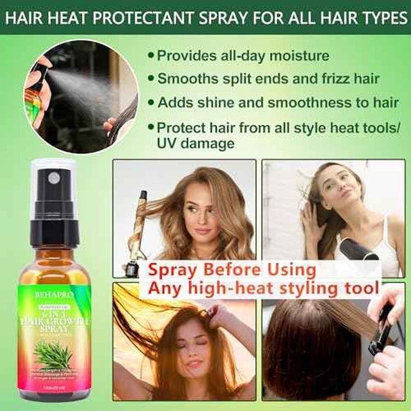 Hair Growth Shampoo and Conditioner Set w/Heat Protectant Spray,Rosemary Biotin Keratin Argan Oil Sulfate Free Routine Hair Growth Products for Thinning Hair & Hair Loss,Birthday Gifts for Women Men