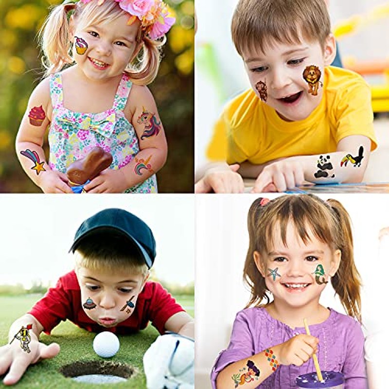 250+ Temporary Tattoos for Kids, Uni cor Mermaid Outer Space Dinosaur Glitter Tattoo, Boy Girl Birthday Party Favors Supplies, Stocking Stuffers Goodie Bag Filler