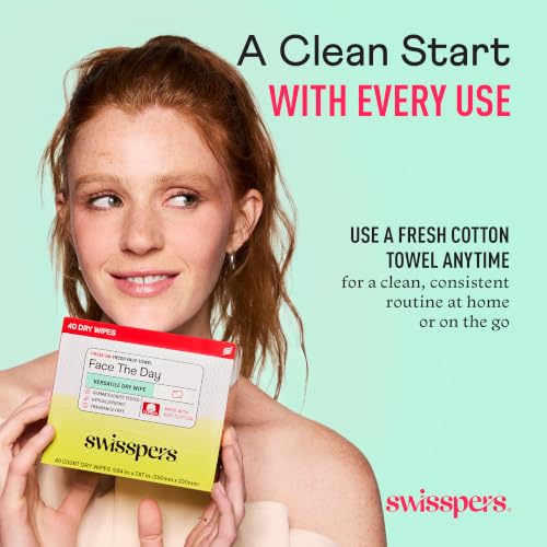 Cotton Facial Wipes - 100% Pure Cotton, 40 Pack, Travel & Daily Use