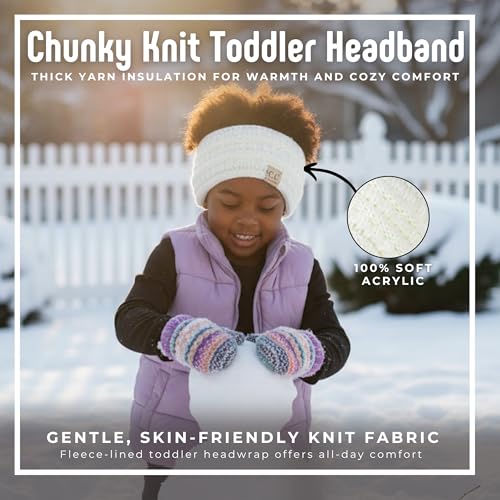 Kids Fleece-Lined Ear Warmer Headband - Ivory Toddler Winter Headband with Cozy Knit Design - Variation of THIS listing
