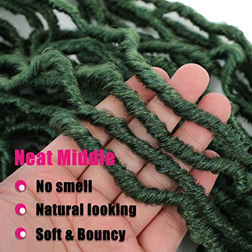 Faux Locs Crochet Hair 24 Inch Green - Pre Loop, Soft Locs, 6 Packs
