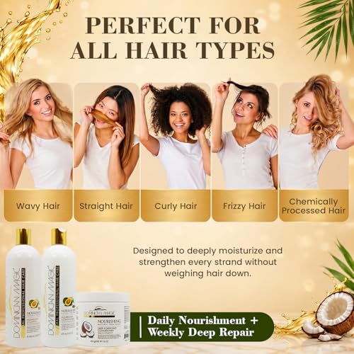 Nourishing Sulfate-Free Hair Care Set for Dry & Damaged Hair with Avocado & Coconut