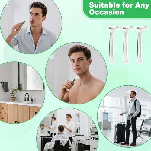 Disposable Razors Bulk 60-Pack - Green White Travel Safety Double Blade