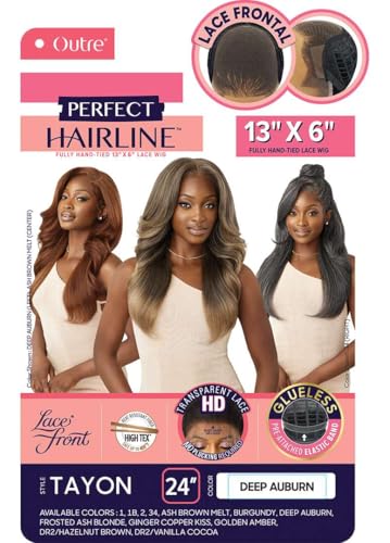Outre Lace Front Wig 13x6 Deep Auburn with Pre-Plucked Hairline & Elastic Band