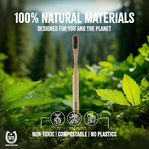 Eco-Friendly Horsehair & Bamboo Toothbrush 4-Pack - Biodegradable & Plastic-Free
