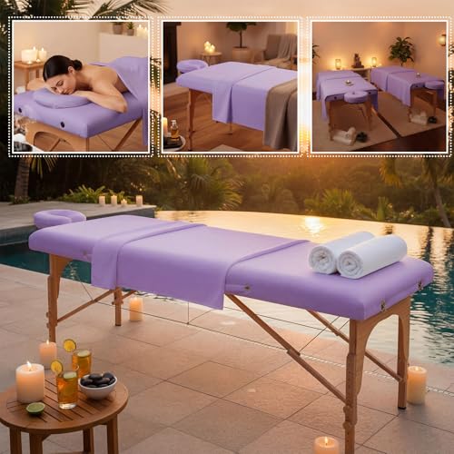 Oudain 2-Piece Microfiber Massage Table Sheets Set - Purple