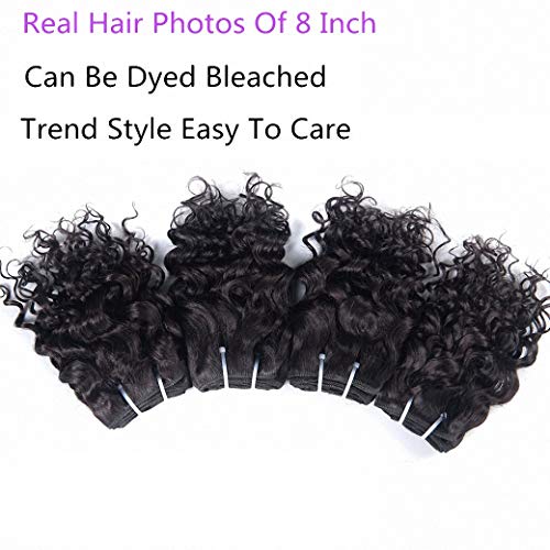 Brazilian Water Wave Human Hair Weave 4 Bundles 8 Inch Ocean Wave Virgin Remy Hair - Natural Black, Sew-In, Wet & Wavy