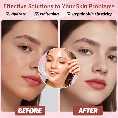 Collagen Night Wrapping Peel Off Mask with Brush, Overnight Mask Hydrates and Skin Elasticity, Reduces Sagging and Wrinkles, Hydrating Face Mask is the Ideal Gifts for Women and Teen Girls!