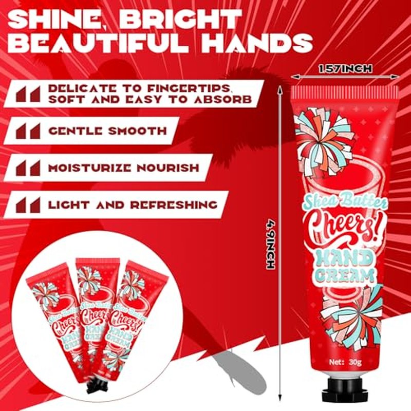 24 Pcs Cheer Team Hand Cream Bulk Small Galentines Valentines Day Gifts for Women Friends Cheerleader Goodie Bag Stuffers Mini Cheerleading Lotion Homecoming Season Party Favors(Red)