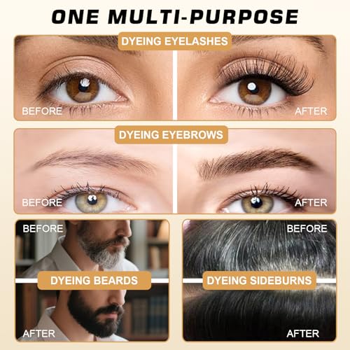 Eyelash & Eyebrow Color Kit, 2 in 1 Professional Lash & Brow Color Kit, Easy to Use with Natural Results, DIY Hair Coloring Eye Lash & Eye Brow Set for Beginner Salon Beauty 7ml (Black)