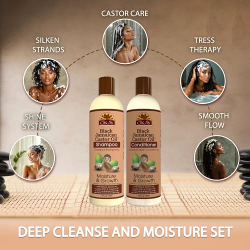 Black Jamaican Castor Oil Hair Growth Shampoo & Conditioner Set - Moisturizing & Strengthening, Sulfate-Free, Paraben-Free, 12 oz