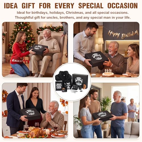 Black Grandpa Fuzzy Robe Candle Gift Set - Birthday Father's Day Basket for Men