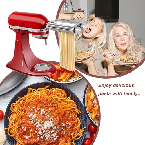 KitchenAid Pasta Maker Attachment Set - Stainless Steel Roller & Cutter with Spaghetti & Fettuccine Blades