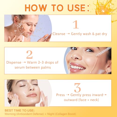 Vitamin C Serum for Face, 20% Vitamin C Brightening Serum with Hyaluronic Acid & Vitamin E, Anti-Aging, Brightening, Improve Dark Spot, Fine Lines & Wrinkles, 1 Fl Oz
