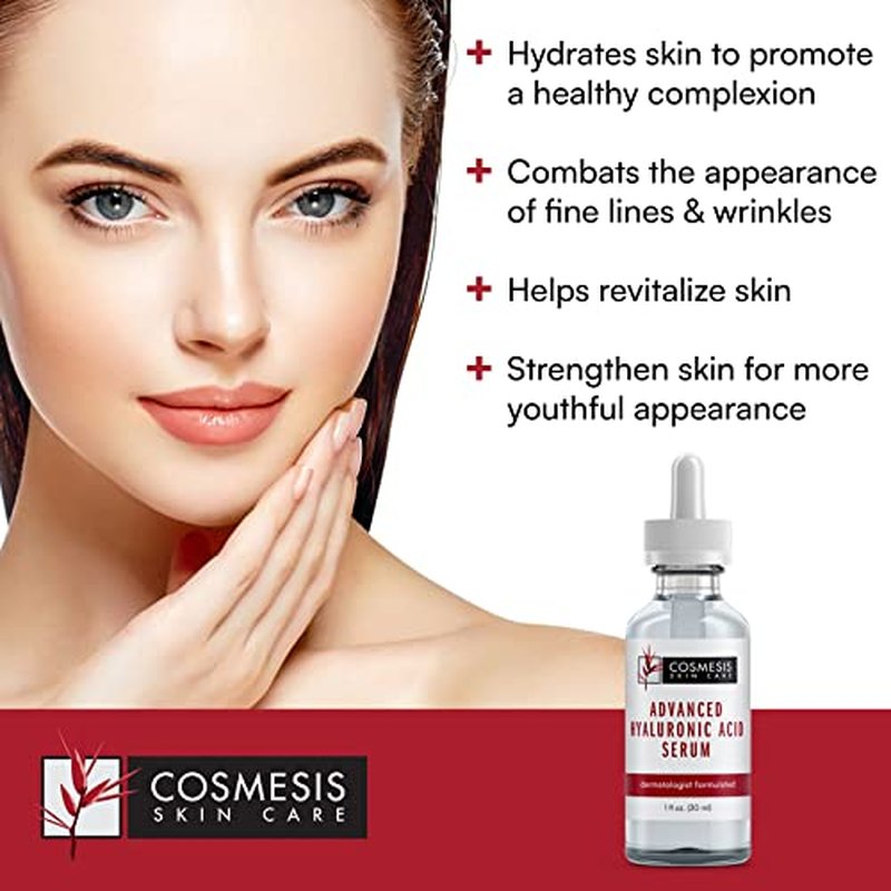 Advanced Hyaluronic Acid Serum - Hydrates & Revitalizes Skin, Reduces Fine Lines & Wrinkles, 30ml - Cosmesis