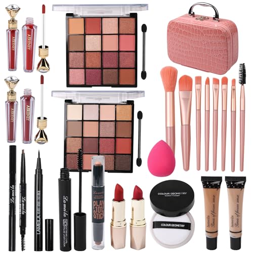 All-in-One Makeup Kit for Teen Girls — Pink, 2X16 Eyeshadow & Brush Set