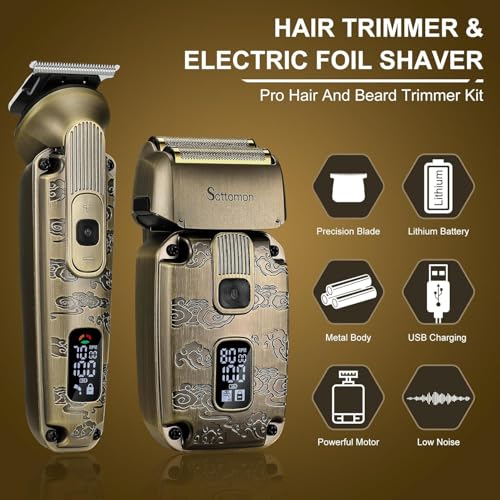 Men's Electric Foil Shaver & Beard Trimmer Kit Waterproof Cordless Grooming