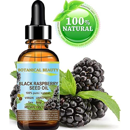 Botanical Beauty BLACK RASPBERRY SEED OI 100% Pure Natural Undiluted Virgin Unrefined Cold Pressed Carrier Oil for Face, Skin, Hair, Lip, Nails (4 Fl Oz 120 ml)