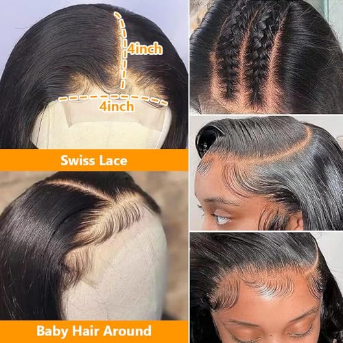 Human Hair Lace Closure 4x4 Transparent Swiss Lace Straight 18 Inch Black - Variation of THIS listing
