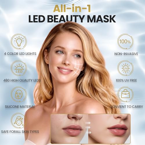 Rechargeable Red Light Face & Neck Mask with Eye Protection - Skin Therapy Device