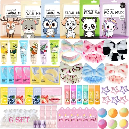 72PCS Spa Party Supplies for Women, Spa Party Favors Include Face Masks,Hand Cream,spa Headband, Foot Bath Bombs,Spa Birthday and Sleepover Party Supplies for Women
