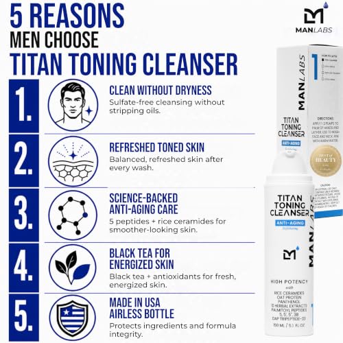 Men's Anti-Aging Face Wash - Toning Cleanser with Black Tea & Peptides