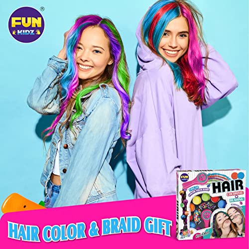 Kids Hair Braiding Kit with Colorful Chalk and Beads - Fun & Washable Hair Styling Set for Girls 8-12