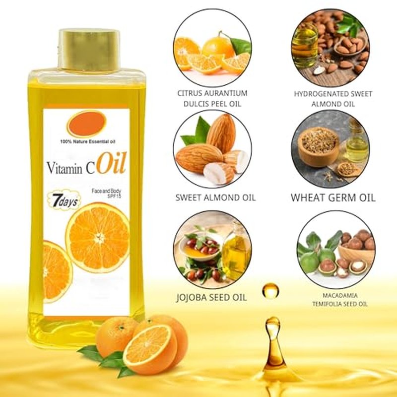 500ml Vitamin C Oil for Skin Brightening - Organic Vitamin C Oil for Face & Body - Soft 7 Body Oil, Moisturizing