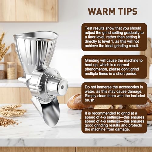 Metal Grain Mill Attachment for KitchenAid Mixer - Adjustable & Durable