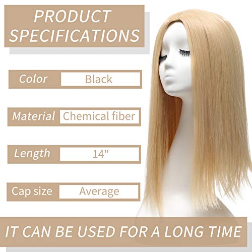 Blonde Synthetic Wig for Women, Straight Long Hair with Middle Part - Heat Resistant 14 Inch, Fashionable & Natural Looking - Variation: Blond