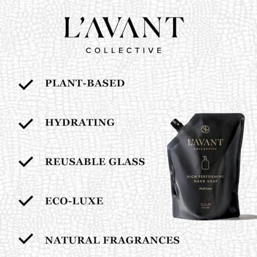 Plant-Based Hand Soap & Refill Bundle - Fresh Linen Scent, Aloe, Reusable Glass Bottle