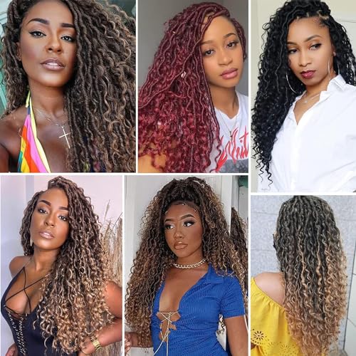 24 Inch Faux Locs Crochet Hair 7 Packs Boho Curly Ends for Black Women