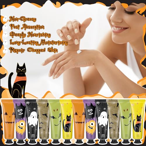 72 Pack Halloween Hand Lotion Gift Set - Festive Nourishing Hand Creams with Ghost, Bat, Pumpkin & Cat Designs - Classic Variation