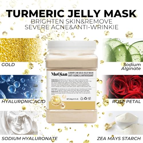 Jelly Mask For Facials Professional Jelly Mask Powder Turmeric Hydrating Rubber Luxury 24K Gold Provence Lavender Mask Jelly Face Masks Diy Spa Face Skin Care Mask (4 Packs)