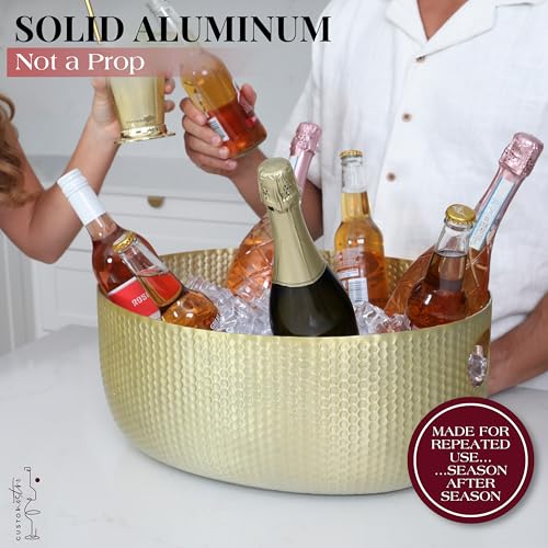 Gusto Nostro Gold Beverage Tub 22 Qt Large Drink Cooler for Parties & Outdoor Events