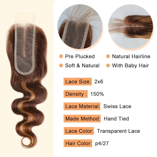 Isufer P4/27 Body Wave Lace Closure 16 Inch Honey Blonde Virgin Human Hair