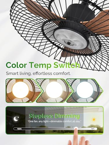 Outdoor Ceiling Fan with Lights 24 Inch Remote & App Control - Weatherproof Gazebo Fan - Regular