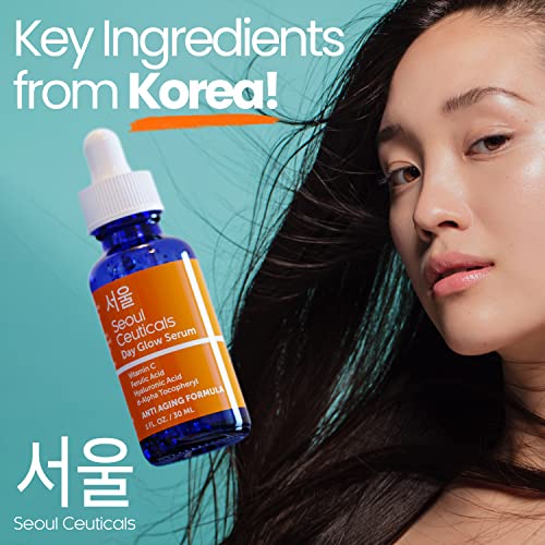SeoulCeuticals Korean Skin Care 20% Vitamin C Hyaluronic Acid Serum + CE Ferulic Acid - Potent Anti Aging, Anti Wrinkle Korean Beauty 1oz (Pack of 2)