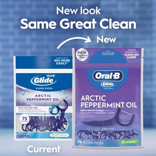 Oral-B Glide 3D White Floss Picks Radiant Mint 75CT Pack of 6 – Surface Stain Prevention & Plaque Removal