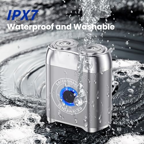 Mini Electric Shaver for Men, Alloy Portable Shaver for Face & Beard, IPX7 Waterproof Rechargeable Travel Razor with Detachable Head, Cordless Wet/Dry Shaving, Easy Cleaning