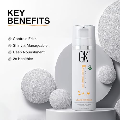 GK HAIR Vegan leave in conditioner for dry damaged hair (4.4 Fl Oz/130ml) Conditioning Hydrating Smoothing Moisturizing & Frizz Control For Dry Damaged Hair Taming before Swimming or Exercise