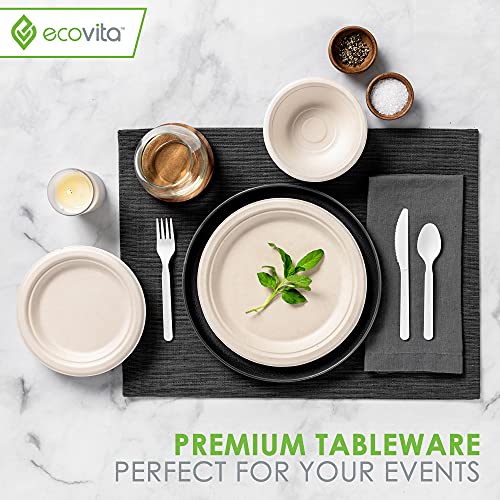 Ecovita Ivory White Compostable Disposable Utensil Set - 380 Large Eco-Friendly Cutlery (7 in.)