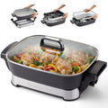 Elite Gourmet 10 Qt Stow-Away Ceramic Skillet - PFAS-Free, 1500W, Space-Saving Design