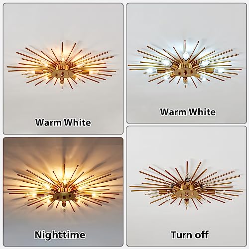 Semi Flush Mount Ceiling Light 8-Light Modern Metal Fixture Gold Finish for Kitchen Dining Bedroom