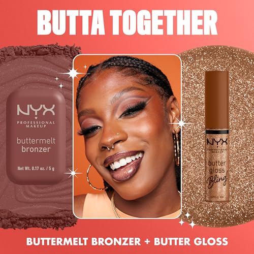 NYX PROFESSIONAL MAKEUP Butter Gloss Bling Lip Gloss, Non Sticky and Shiny Vegan Lip Makeup - Shimmer Down